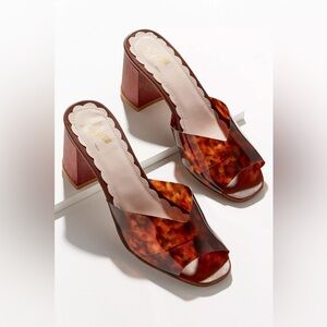 Miss L Fire Tortoiseshell Patent Leather Block Heel Mules